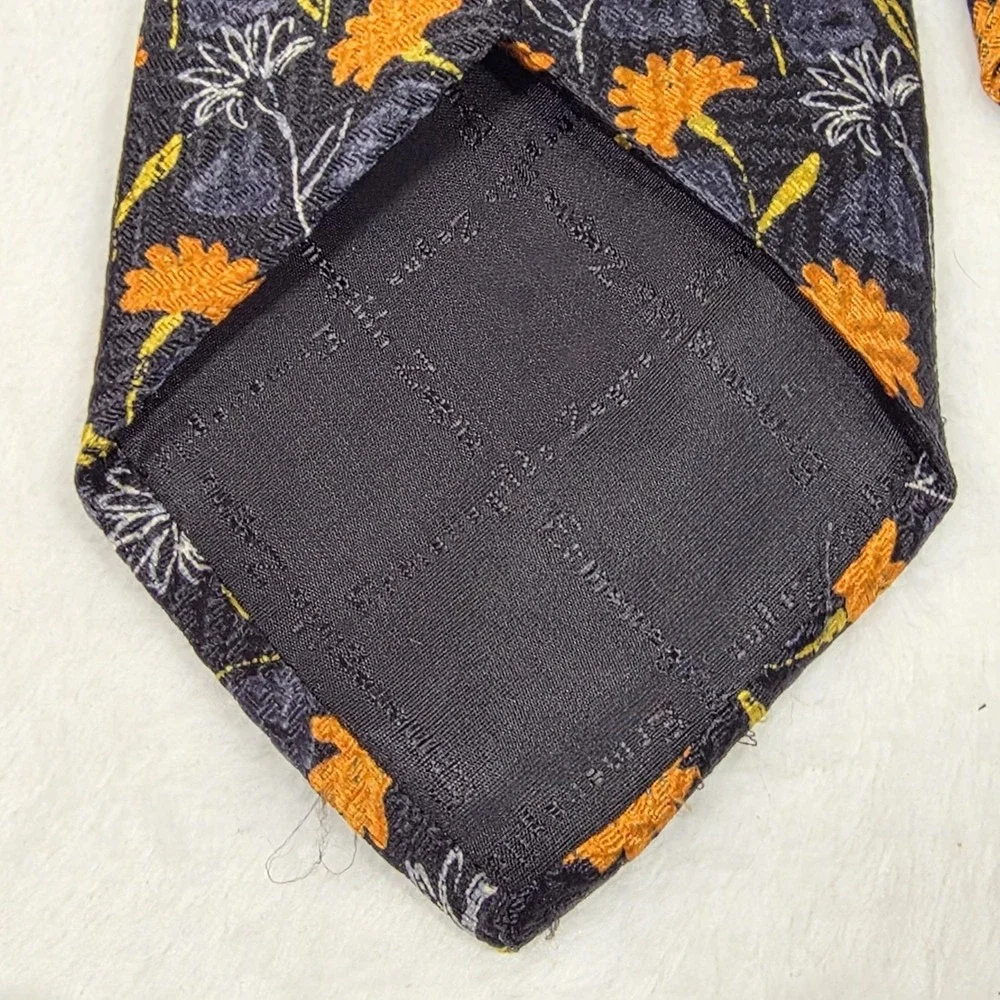 Ermenegildo‎ Zegna Tie 100% Silk Made in Italy Blue Floral Necktie Men's 3.75